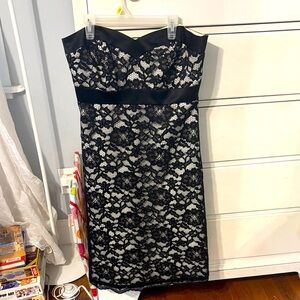 White House Black Market Black Strapless Lace Sheath Dress